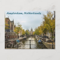 Amsterdã Canals no Pós-cartão do outono