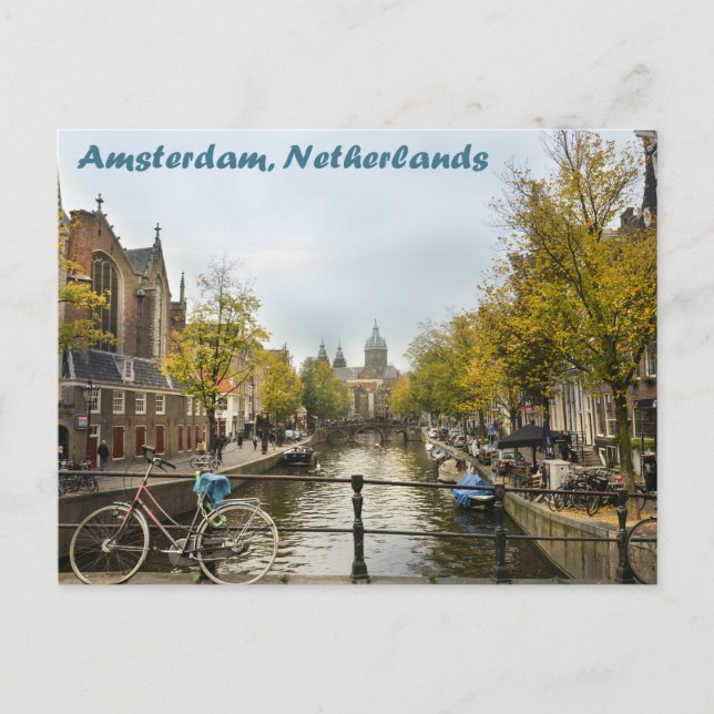 Cartão Postal Amsterdã Canals no Pós-cartão do outono (Frente)