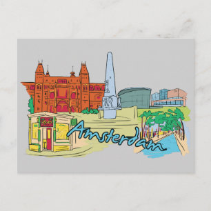Cartão Postal Amsterdã, Cidade Famosa Holandesa