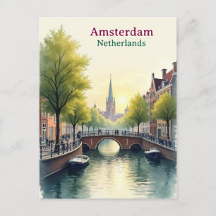 Cartão Postal Amsterdã Holanda Antiga Viagem Famosa