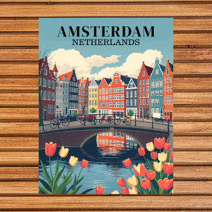 Cartão Postal Amsterdã Holanda Bicicletas de Viagem Antigas