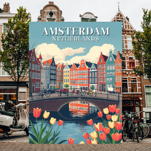 Cartão Postal Amsterdã Holanda Bicicletas de Viagem Antigas