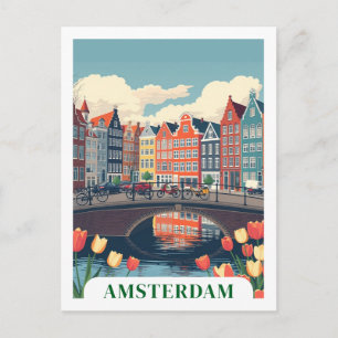 Cartão Postal Amsterdã Holanda - Viagem Bicicletas Retro