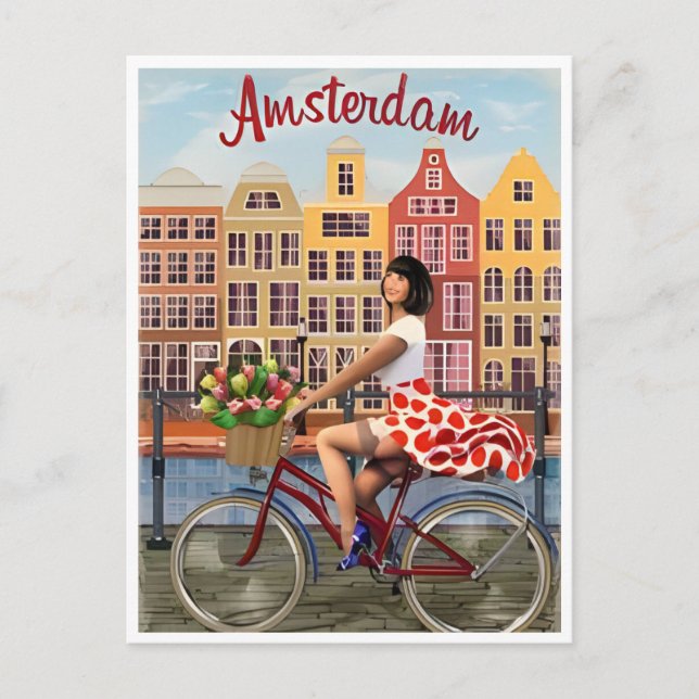 Cartão Postal Amsterdam Holland Países Baixos (Frente)
