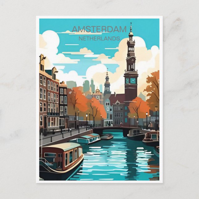 Cartão Postal Amsterdam Holland Países Baixos (Frente)