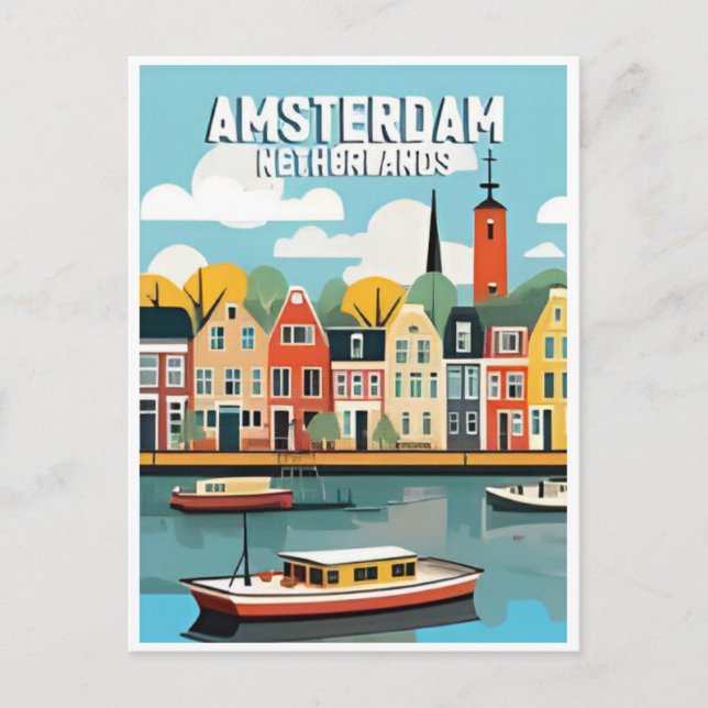 Cartão Postal Amsterdam Holland Países Baixos (Frente)