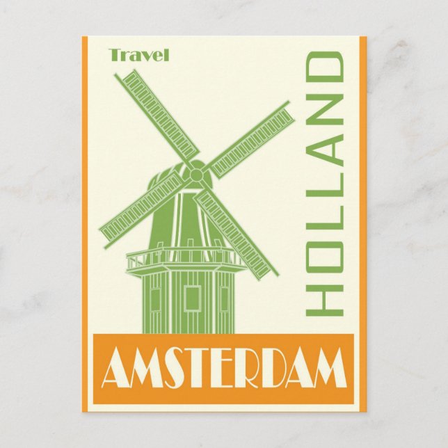 Cartão Postal Amsterdam Holland Vintage Viagem (Frente)
