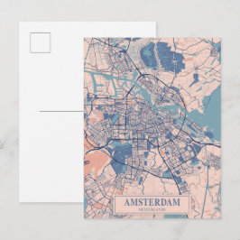 Cartão Postal Amsterdam Netherlands Breezy City Map Travel