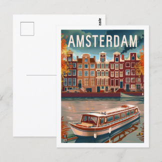 Cartão Postal Amsterdam Netherlands Vintage Familiar Viagem Plac