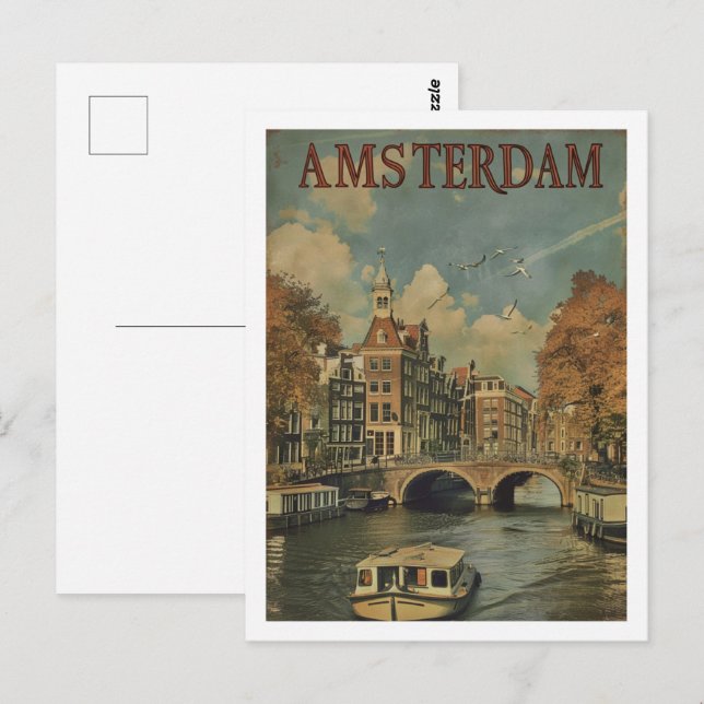 Cartão Postal Amsterdam Netherlands Vintage Familiar Viagem Plac (Frente/Verso)