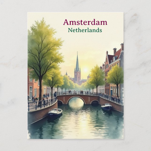 Cartão Postal Amsterdam Netherlands Vintage Famous Travel (Frente)