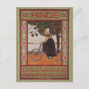Cartão Postal Amsterdam Vintage Bicycle Poster Art