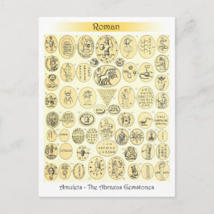 Cartão Postal Amuletos Romanos - Gravuras de Gemas Abraxas