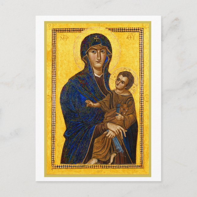 Cartão Postal An Ancient Madonna and Child Holiday Christmas  (Frente)
