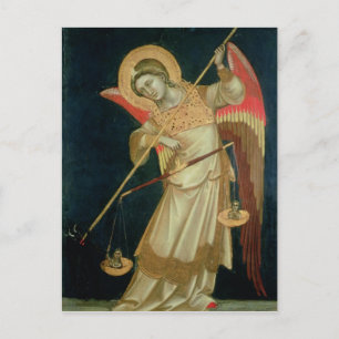 Cartão Postal An Angel Weighing a Soul, c.1348-55