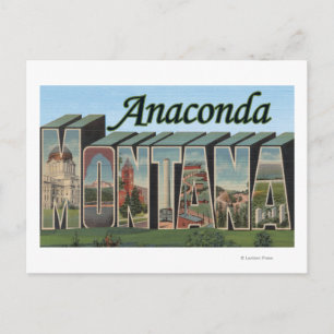 Cartão Postal Anaconda, Montana - Cenas com Letras Grandes