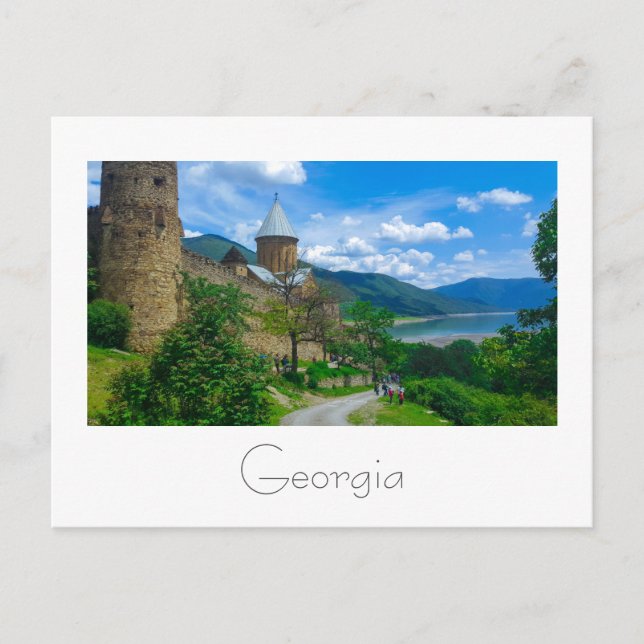 Cartão Postal Ananuri Castle Georgia Aragvi Caucuses Montanhas (Frente)