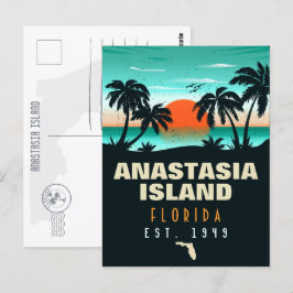 Cartão Postal Anastasia Island Florida Retro Sunset Souvenirs