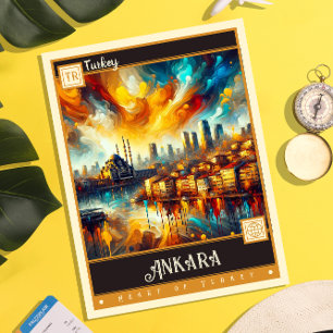 Cartão Postal Ancara, Turquia   Vintage Painting