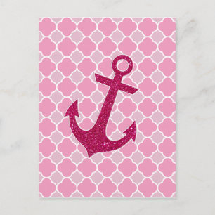 Cartão Postal Anchor de brilho da lente do padrão quatrefoil ros