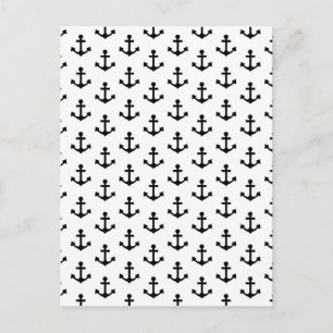 Cartão Postal Anchors - Padrão Náutico - Marinheiro Branco Neg