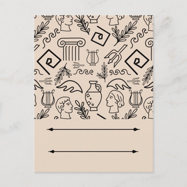 Cartão Postal Ancient Greece Line Art Pattern (Frente)