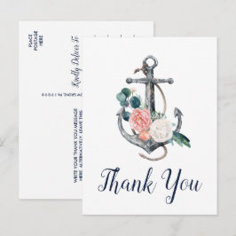 Cartão Postal Âncora Floral | Verão Obrigado
