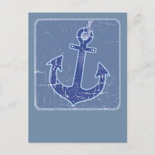 Cartão Postal âncora náutica azul (Frente)