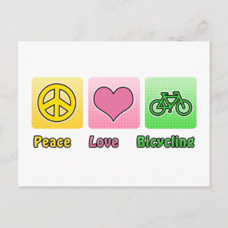 Cartão Postal Andando de bicicleta Peace Love