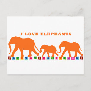 Cartão Postal Andando de Elefantes Laranja