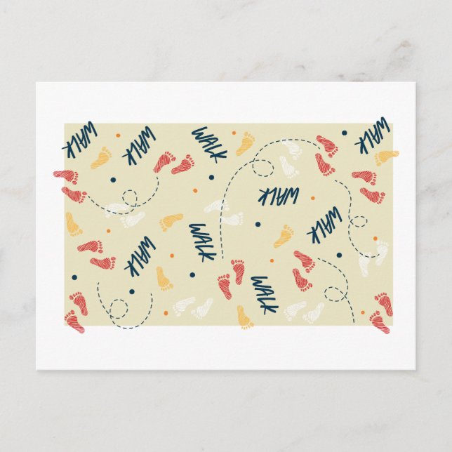 Cartão Postal Andando juntos: Padrão de Pegada de Aventura (Frente)