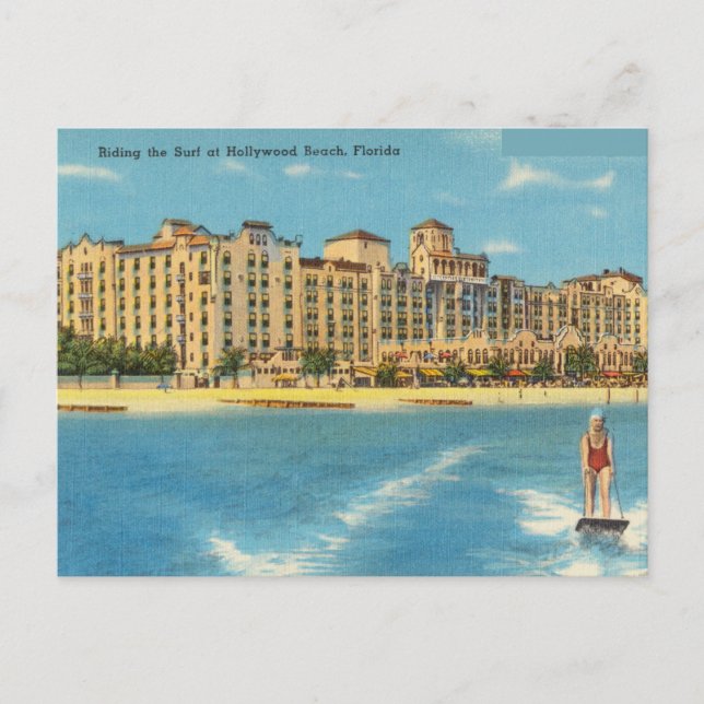 Cartão Postal Andando pelo Surf em Hollywood Beach, Flórida (Frente)