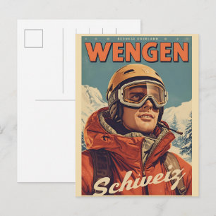 Cartão Postal ANDERMATT Vintage esqui Suíça Alpes Suíços present