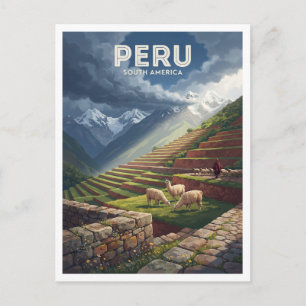 Cartão Postal Andes Peruanos Pastagens em Terraços Cusco Viagem