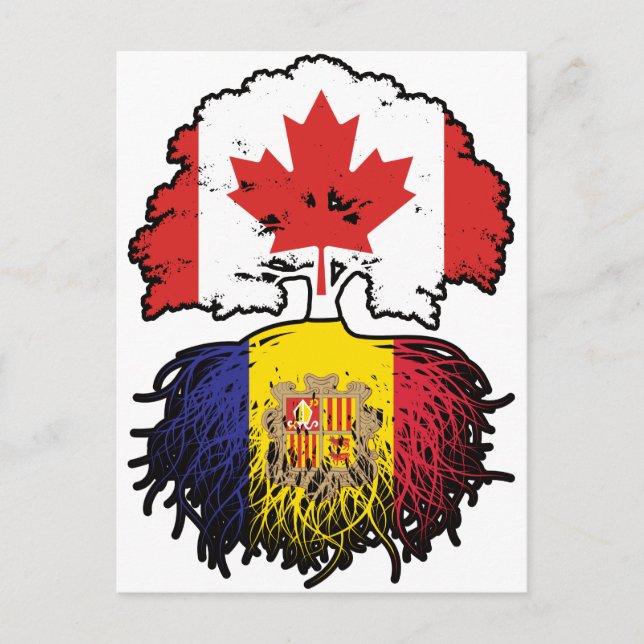 Cartão Postal Andorra Andorran Canada Tree Roots Flag (Frente)