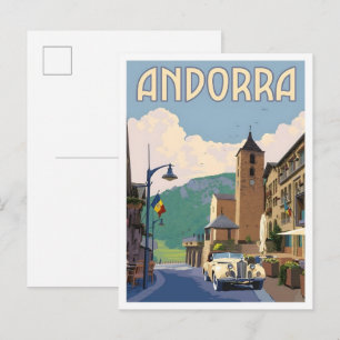 Cartão Postal Andorra Arte Vintage Viagens