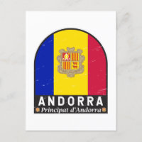 Andorra Flag Emblem Distress Vintage