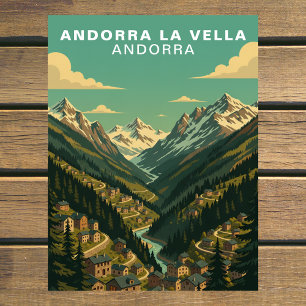 Cartão Postal Andorra la Vella, Andorra Vila Alpina Retro