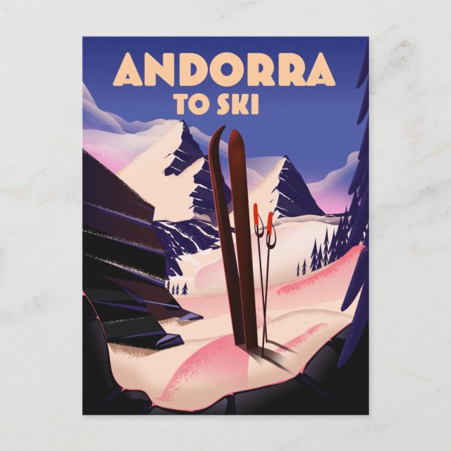 Cartão Postal Andorra ski poster. (Frente)