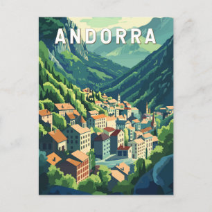 Cartão Postal Andorra Viagem Art Vintage