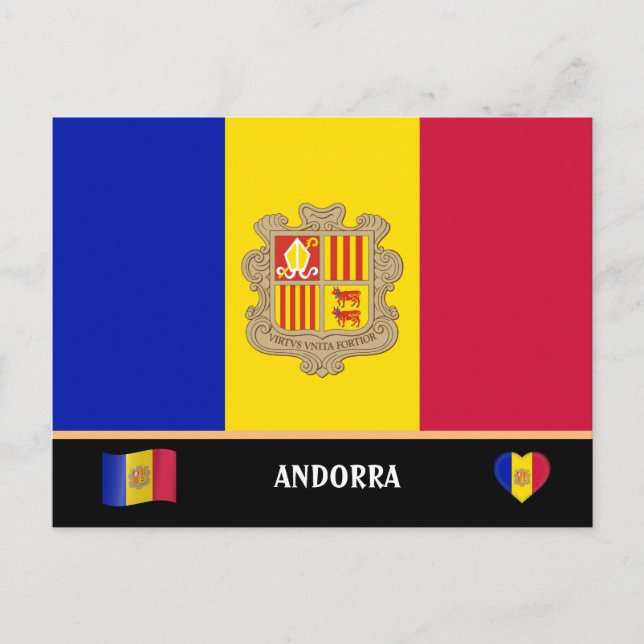 Cartão Postal Andorran Flag & Andorran country viagem / Andorra (Frente)