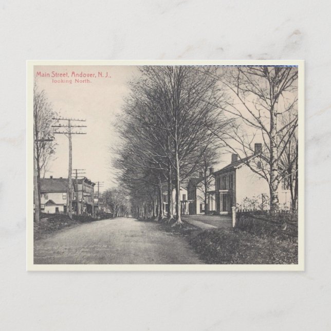 Cartão Postal Andover NJ, Main Street, Vintage Style (Frente)