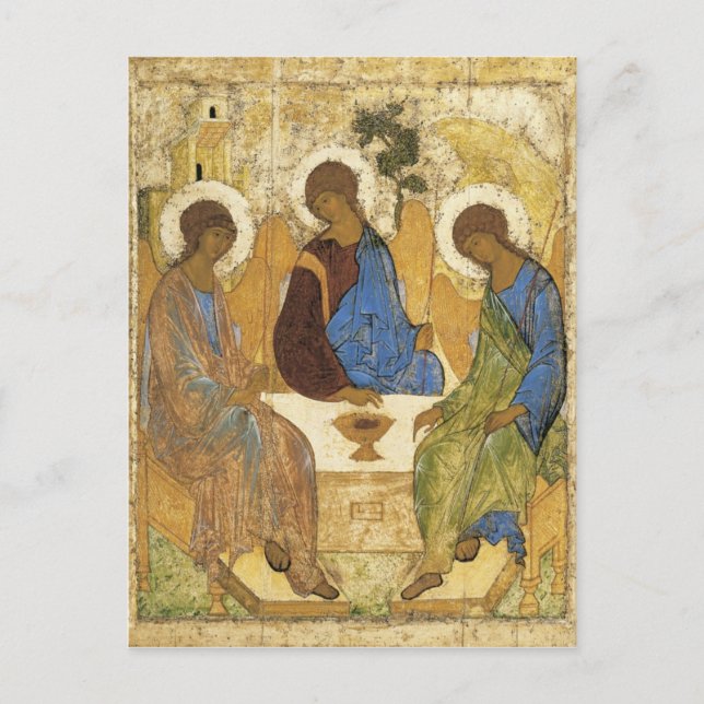 Cartão Postal Andrei Rublev Iconic Trinity Angels Abraham Bíblia (Frente)