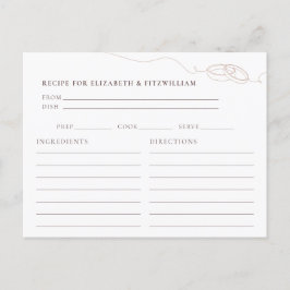 Cartão Postal Anéis de Noiva Rosados Pedido de Receita de Chá de