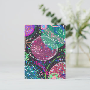Cartão Postal Anéis de Saturno: Arte Abstrata Maximalista