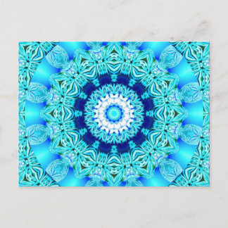 Cartão Postal Anel Anjo de Gelo Azul, Abstrato Mandala