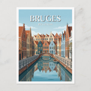 Cartão Postal Anel de Canais de Bruges Bélgica