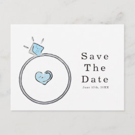 Cartão Postal Anel de Noivado Caprichoso Save The Date