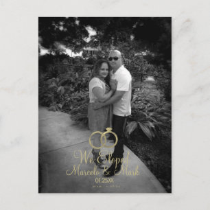 Cartão Postal Anel Falso Dourado Foto Preto e Branco Casamento à