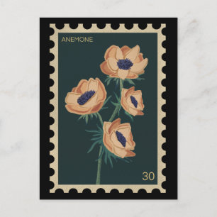 Cartão Postal Anemona Floral Botânica - ventoinha